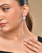 Thumbnail for VOJ Silver Plated Baby Pink Stone Geometrical Shaped Earrings - Distacart