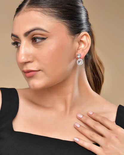 VOJ Silver Plated Stone Geometrical Shaped Earrings - Distacart