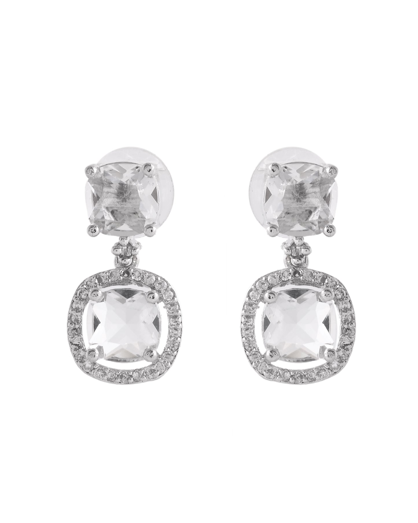 VOJ Silver Plated Stone Geometrical Shaped Earrings - Distacart