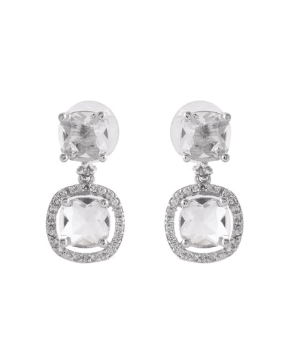 VOJ Silver Plated Stone Geometrical Shaped Earrings - Distacart