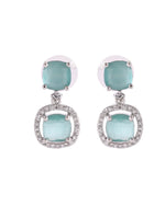 Thumbnail for VOJ Silver Plated Sea Green Stone Geometrical Shaped Earrings - Distacart