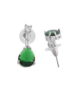 Thumbnail for VOJ Silver Plated Green Teardrop Stone Studded Simple Jewellery Set - Distacart