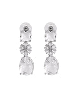 Thumbnail for VOJ Silver Plated Stone Studded Floral Shaped Studs Earrings - Distacart