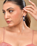 Thumbnail for VOJ Silver Plated Blue Stone Studded Floral Shaped Studs Earrings - Distacart