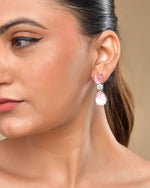Thumbnail for VOJ Silver Plated Baby Pink Stone Studded Floral Shaped Studs Earrings - Distacart
