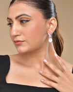 Thumbnail for VOJ Silver Plated Baby Pink Stone Studded Floral Shaped Studs Earrings - Distacart