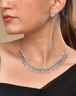 Thumbnail for VOJ Silver Plated Ad Stone Studded Elegant Minimal Jewellery Set - Distacart