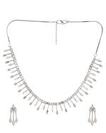 Thumbnail for VOJ Silver Plated Ad Stone Studded Elegant Minimal Jewellery Set - Distacart