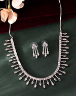 Thumbnail for VOJ Silver Plated Ad Stone Studded Elegant Minimal Jewellery Set - Distacart