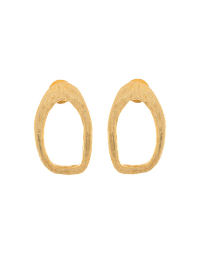 VOJ Gold Polished Anti Tarnished Oval Shaped Studs Earrings - Distacart