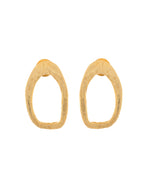 Thumbnail for VOJ Gold Polished Anti Tarnished Oval Shaped Studs Earrings - Distacart
