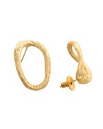 Thumbnail for VOJ Gold Polished Anti Tarnished Oval Shaped Studs Earrings - Distacart