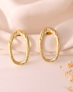 Thumbnail for VOJ Gold Polished Anti Tarnished Oval Shaped Studs Earrings - Distacart