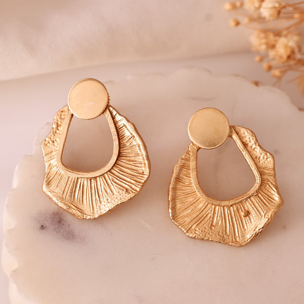 VOJ Gold Polished Anti Tarnished Designer Studs Earrings - Distacart