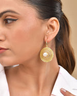 Thumbnail for VOJ Gold Polished Anti Tarnish Circular Shaped Drop Earrings - Distacart