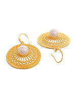 Thumbnail for VOJ Gold Polished Anti Tarnish Circular Shaped Drop Earrings - Distacart