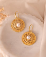 Thumbnail for VOJ Gold Polished Anti Tarnish Circular Shaped Drop Earrings - Distacart