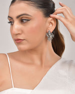 Thumbnail for VOJ Silver Plated Oxidized Kanha Shaped Earrings - Distacart