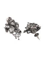 Thumbnail for VOJ Silver Plated Oxidized Kanha Shaped Earrings - Distacart
