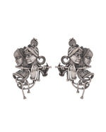 Thumbnail for VOJ Silver Plated Oxidized Kanha Shaped Earrings - Distacart