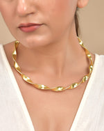 Thumbnail for VOJ Gold Polished Anti Tarnished Twisted Hasli Necklace - Distacart
