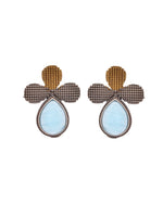 Thumbnail for VOJ Silver Toned Blue Stone Studded Elegant Earrings - Distacart