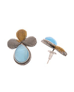 Thumbnail for VOJ Silver Toned Blue Stone Studded Elegant Earrings - Distacart