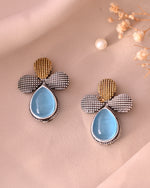 Thumbnail for VOJ Silver Toned Blue Stone Studded Elegant Earrings - Distacart