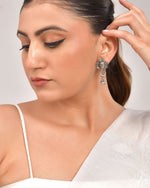 Thumbnail for VOJ Silver Toned Designer Temple Earrings