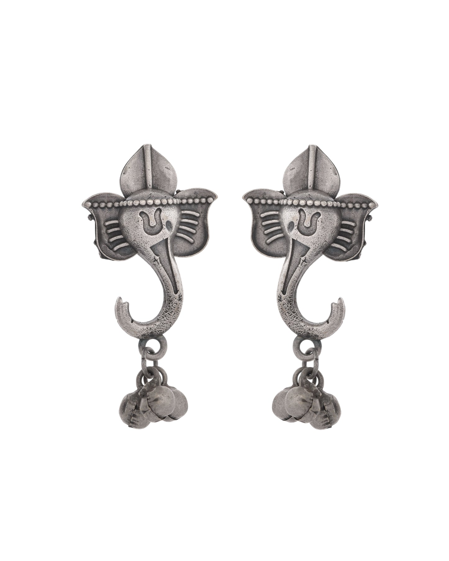 VOJ Silver Toned Designer Temple Earrings - Distacart