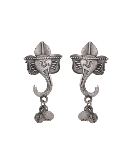 VOJ Silver Toned Designer Temple Earrings - Distacart