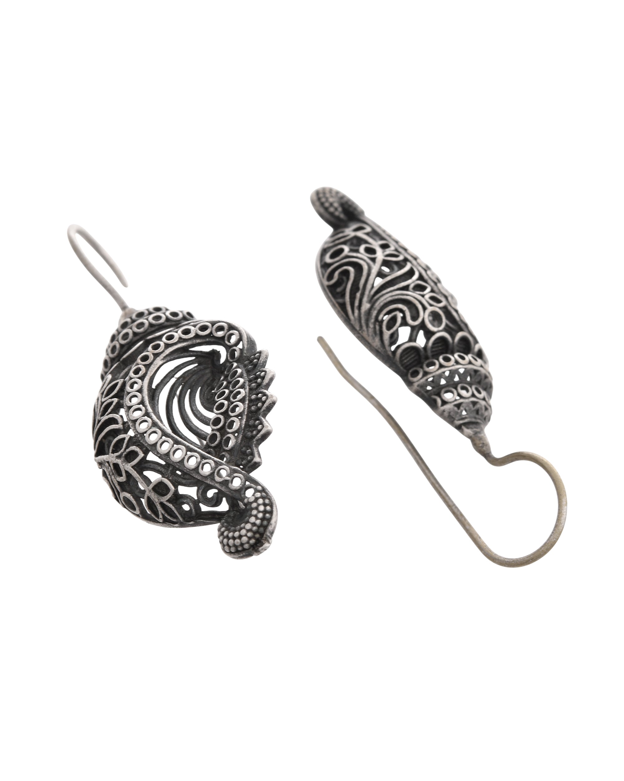 VOJ Silver Toned Designer Drop Earrings