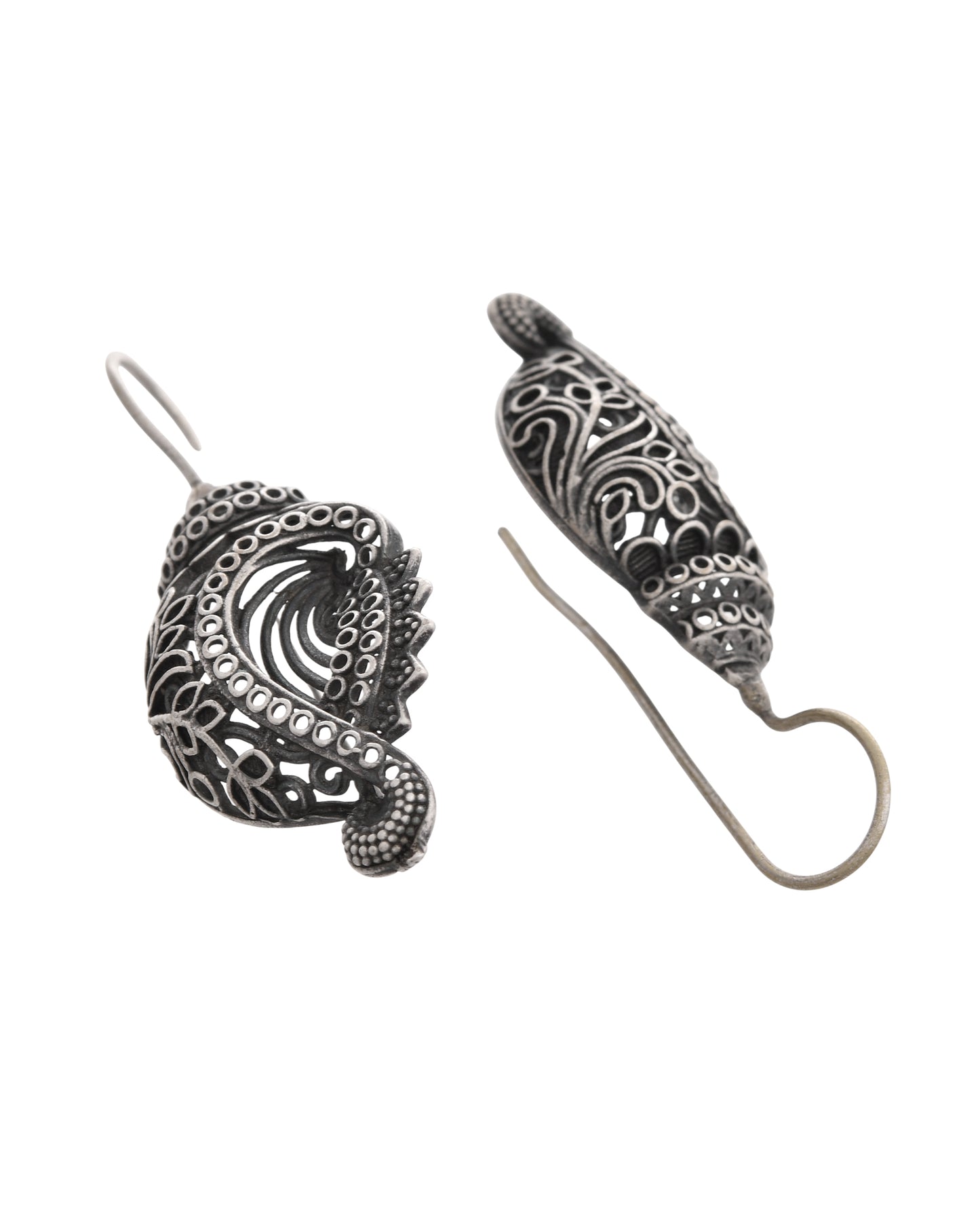 VOJ Silver Toned Designer Drop Earrings - Distacart