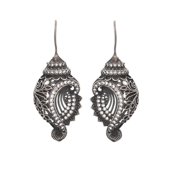 VOJ Silver Toned Designer Drop Earrings