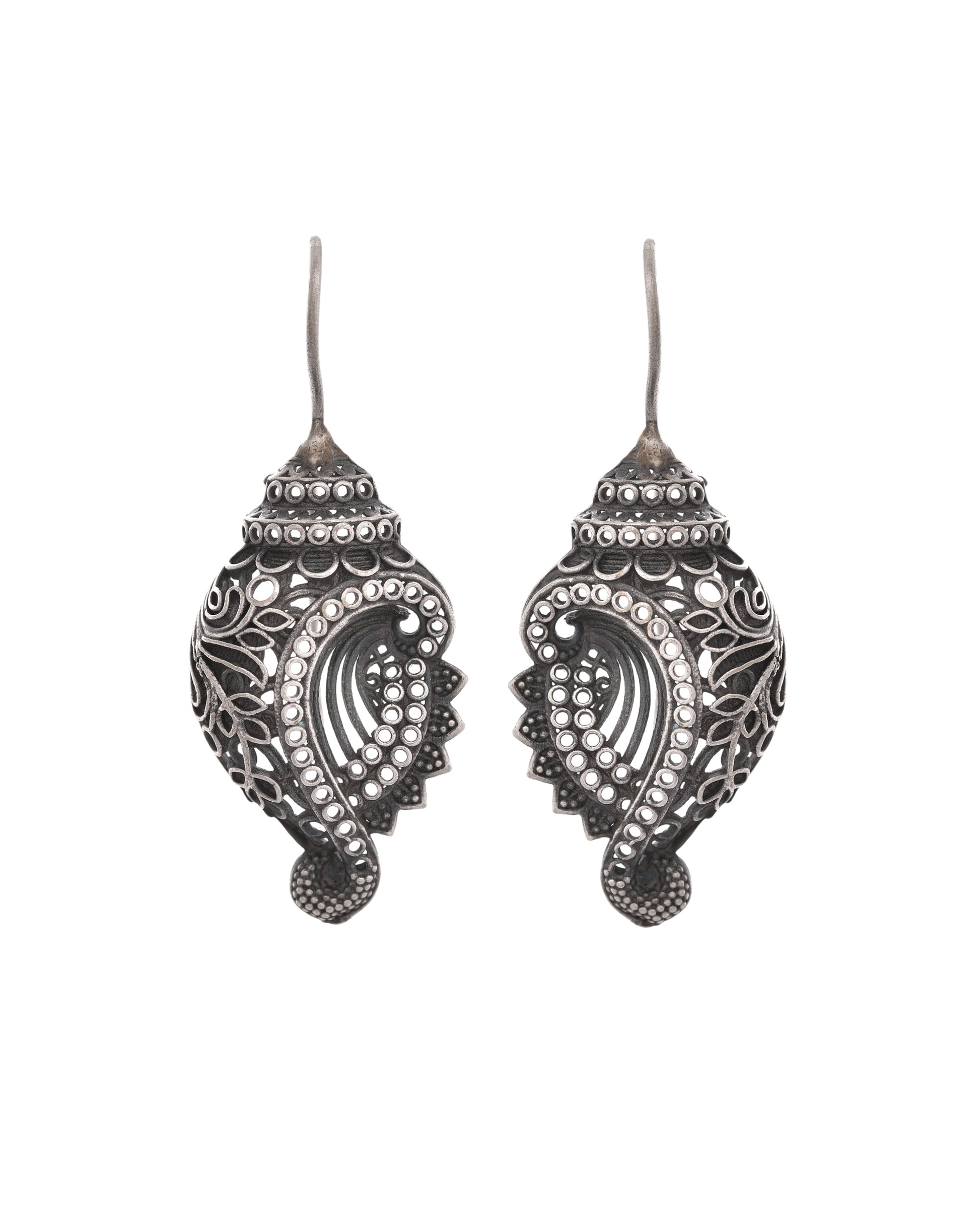 VOJ Silver Toned Designer Drop Earrings - Distacart