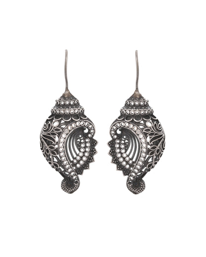 VOJ Silver Toned Designer Drop Earrings - Distacart