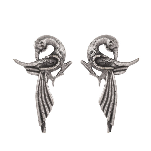 VOJ Silver Plated Bird Shaped Designer Studs Earrings