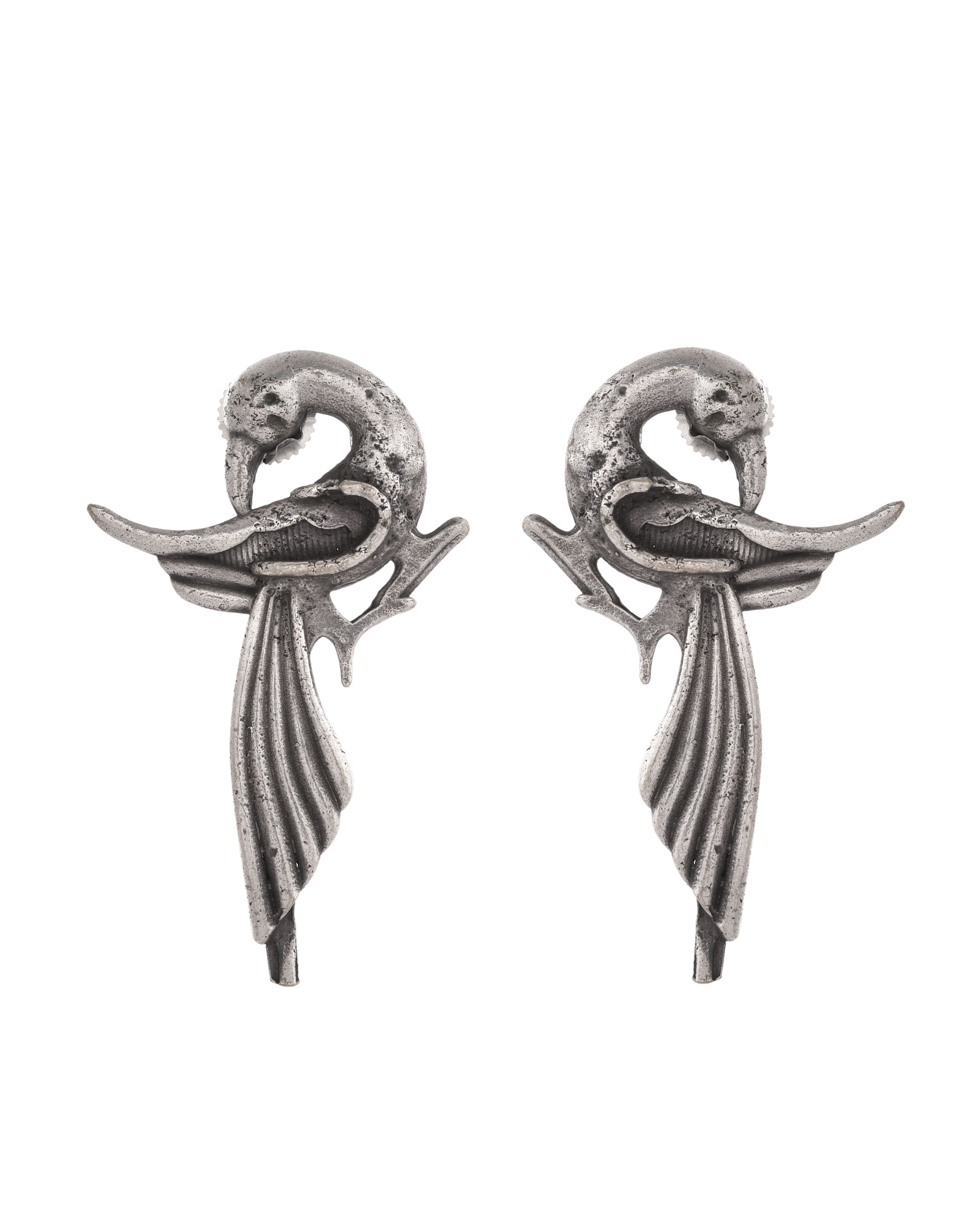 VOJ Silver Plated Bird Shaped Designer Studs Earrings - Distacart
