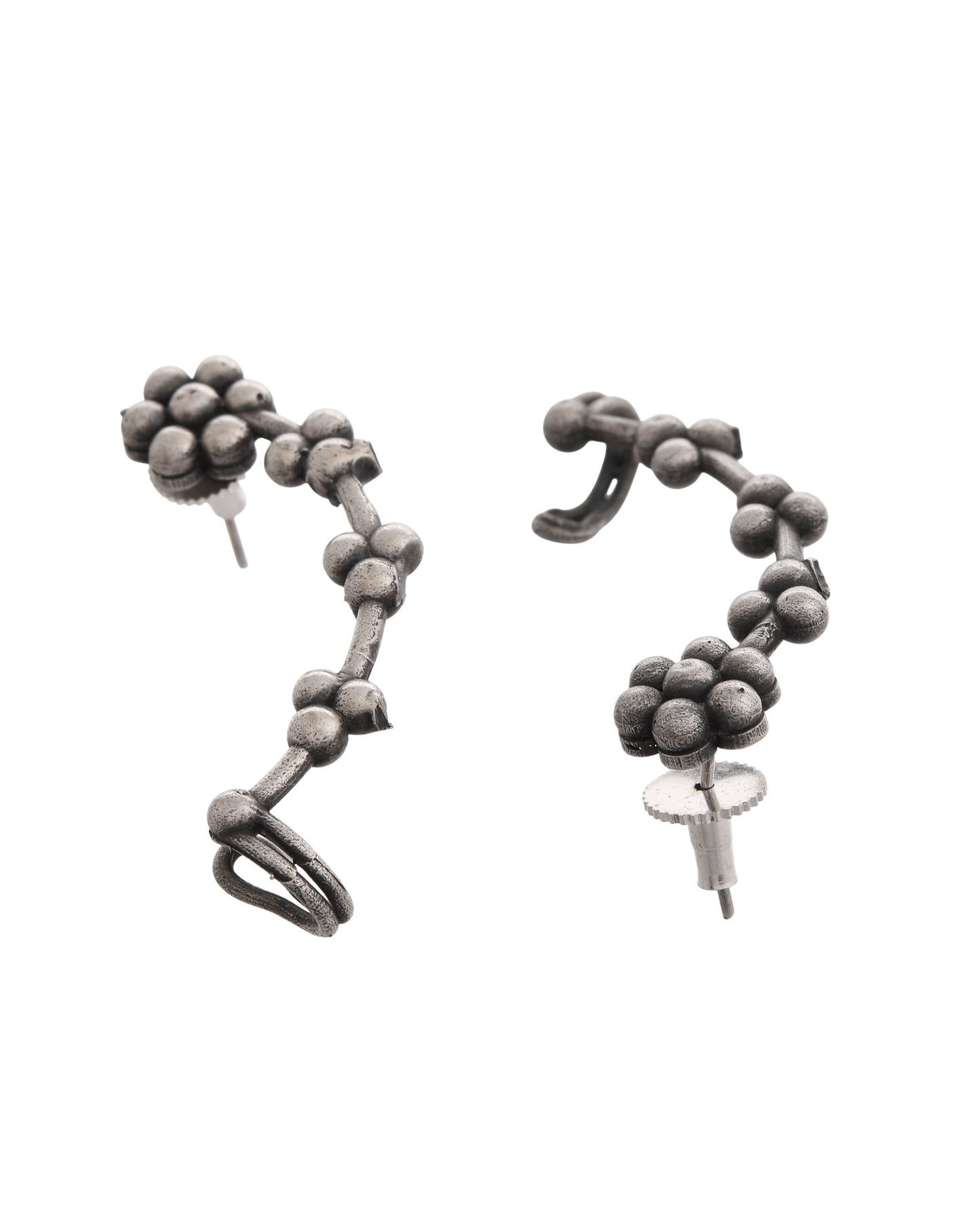VOJ Silver Toned Floral Designer Ear Cuff - Distacart
