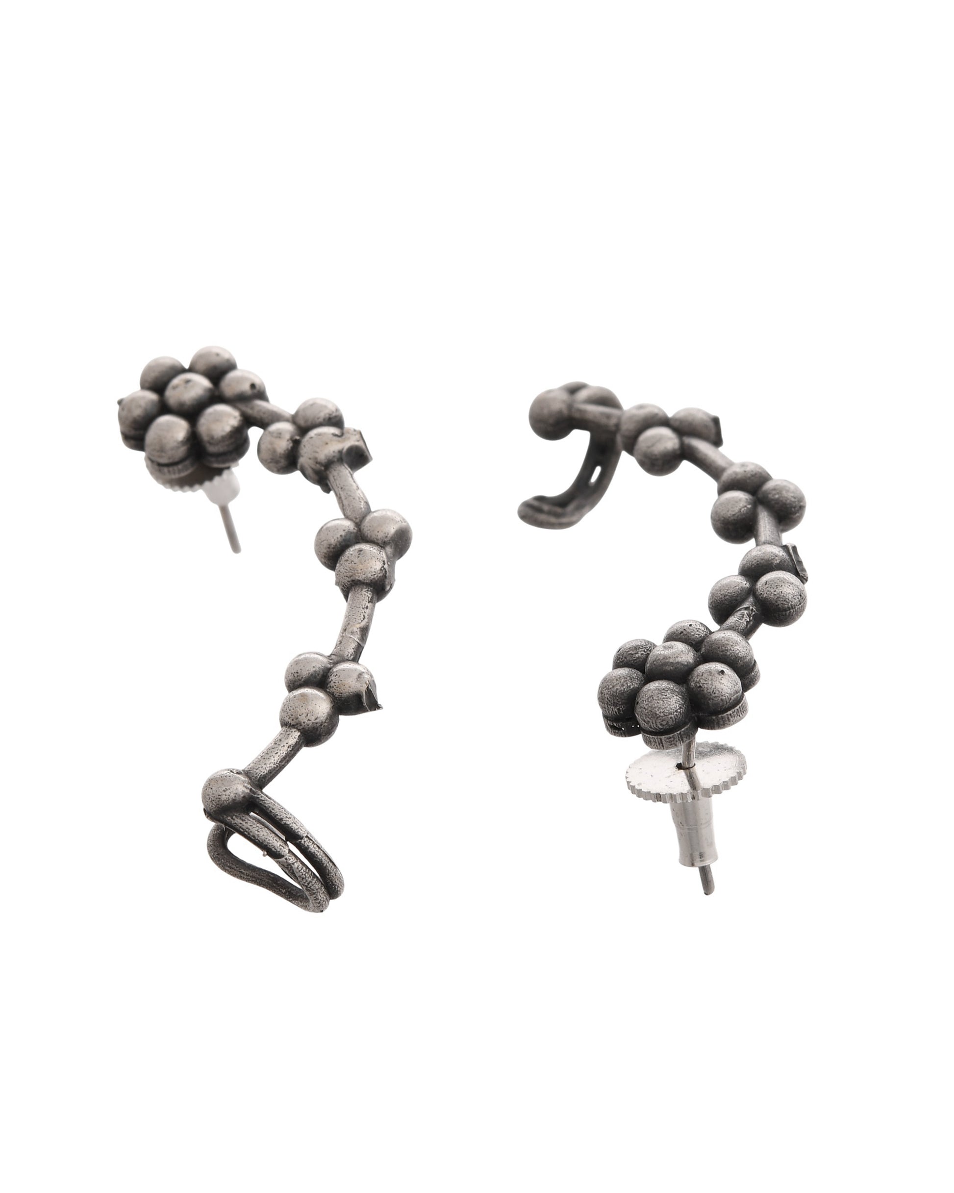 VOJ Silver Toned Floral Designer Ear Cuff - Distacart