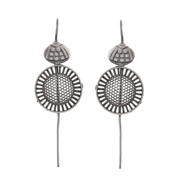 VOJ Silver Plated Circular Shaped Ear Cuff