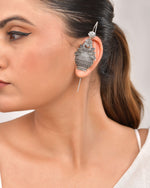 Thumbnail for VOJ Silver Toned Designer Floral Shaped Ear Cuff - Distacart