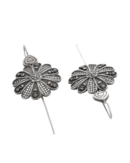 VOJ Silver Plated Flower Shaped Elegant Ear Cuff - Distacart