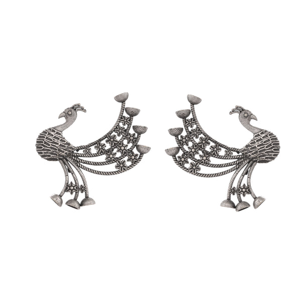 VOJ Silver Plated Dancing Peacock Shaped Studs Earrings - Distacart
