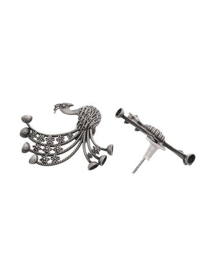 VOJ Silver Plated Dancing Peacock Shaped Studs Earrings - Distacart