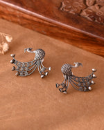 Thumbnail for VOJ Silver Plated Dancing Peacock Shaped Studs Earrings - Distacart