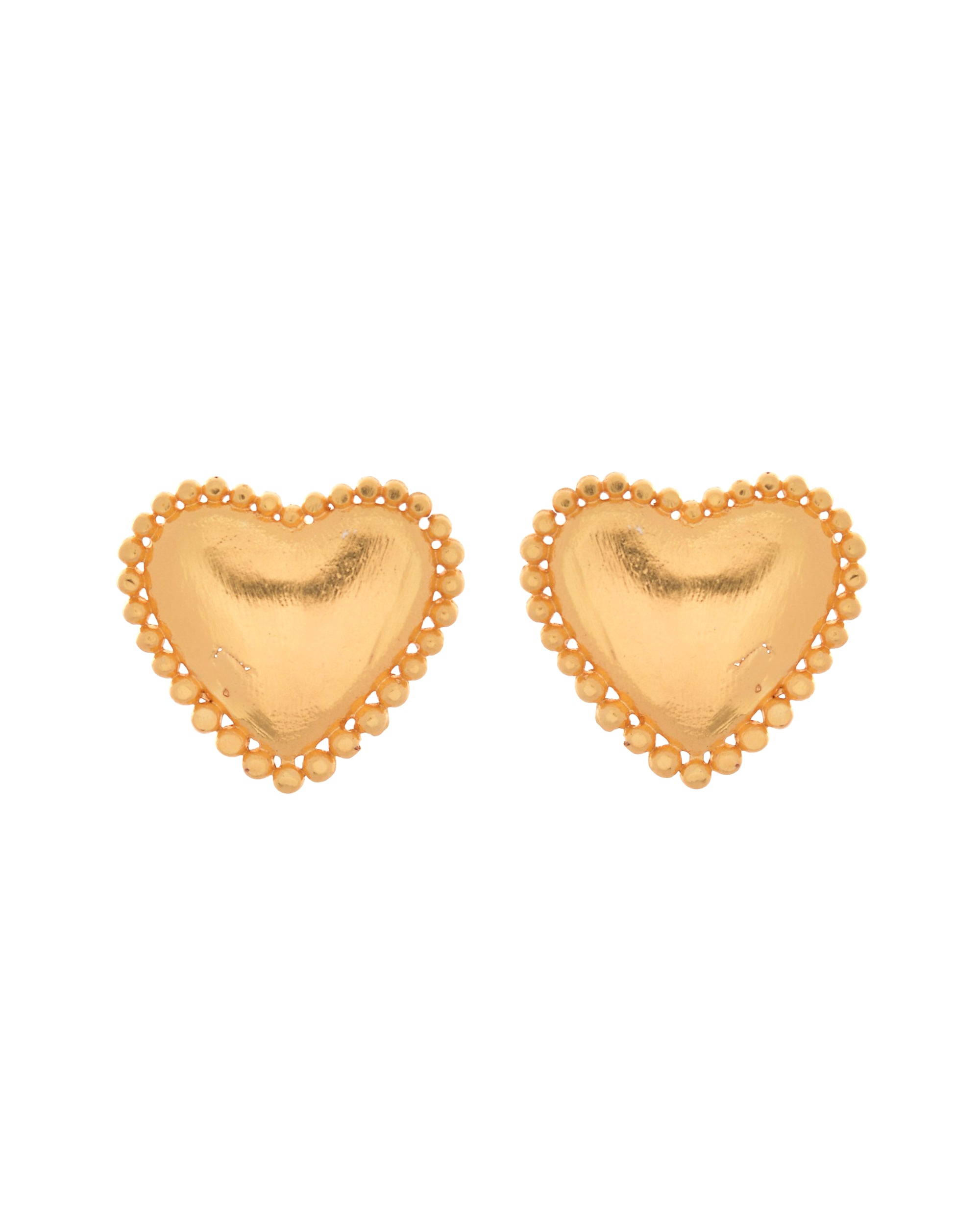 VOJ Gold Polished Heart Shaped Studs Earrings