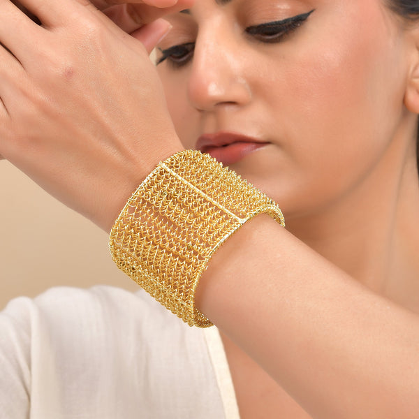 VOJ Gold Polished Anti Tarnished Cuff Bracelet For Women - Distacart
