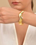 Thumbnail for VOJ Gold Polished Anti Tarnished Twisted Cuff Bracelet For Women - Distacart