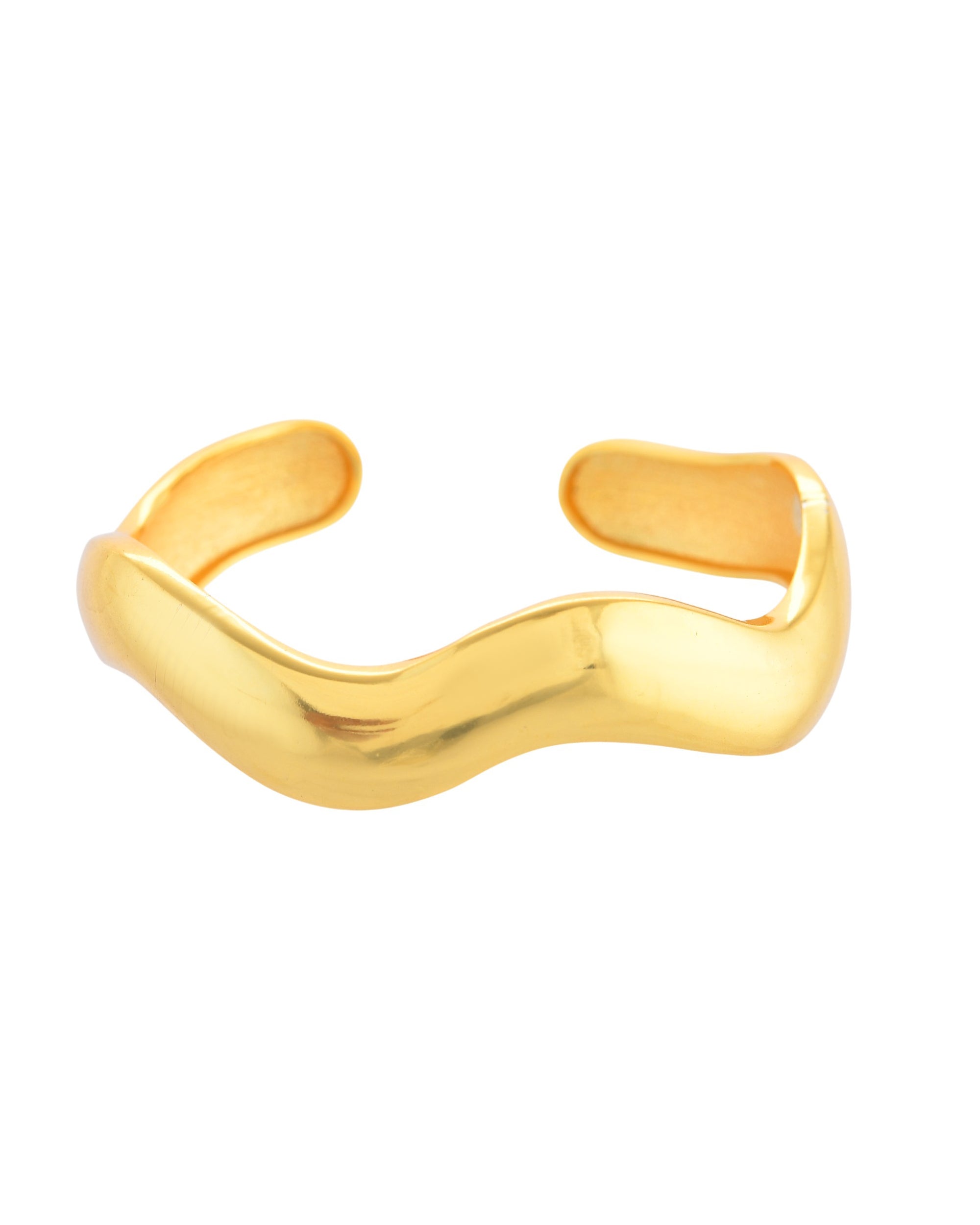 VOJ Gold Polished Anti Tarnished Twisted Cuff Bracelet For Women